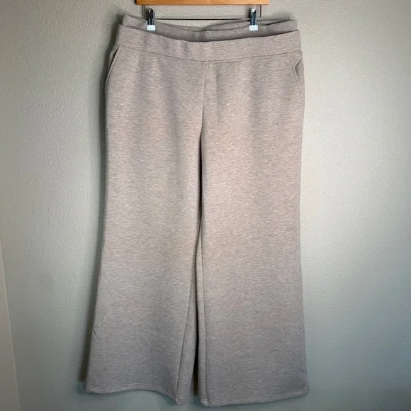 OGL FuzzLuxe Double Waistband Straight Leg Pants w/ Pockets 2XL | Heather Taupe - Picture 1 of 8